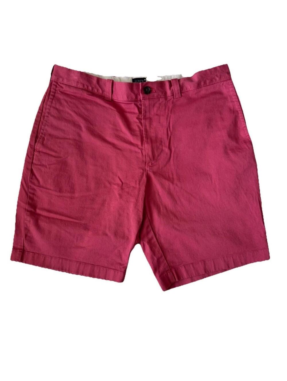 J.CREW Men Regular Fit Cotton Chino Shorts - Size 33 x 9 Salmon Pink